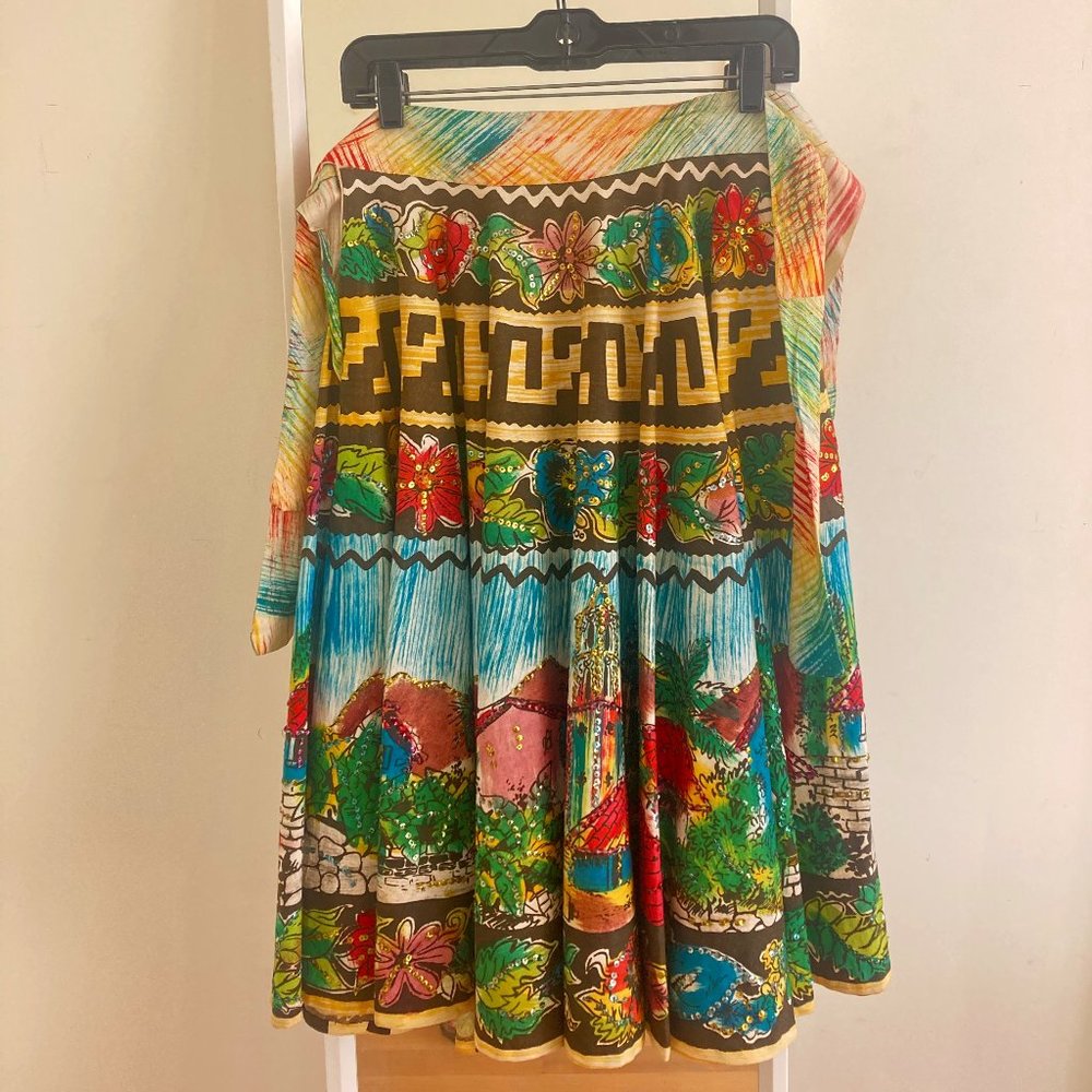 Vintage (1960s?) Hand Painted Mexican Skirt, size M